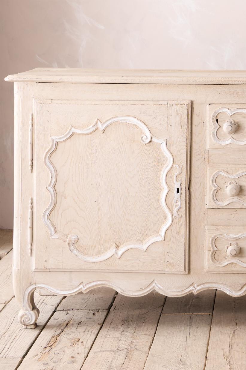 18th century oak sideboard in rustic white paint