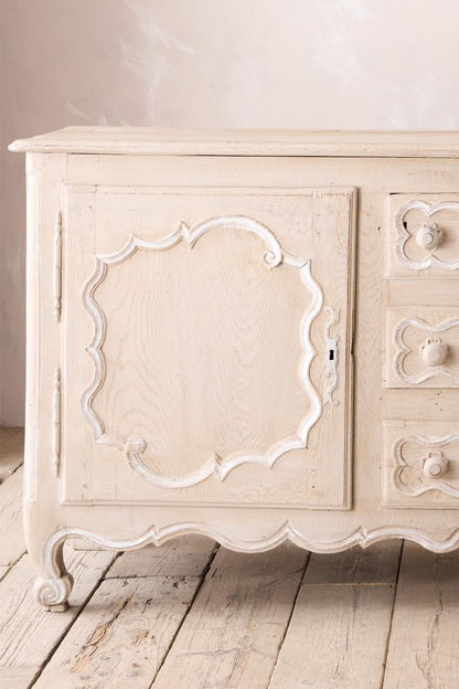 18th century oak sideboard in rustic white paint