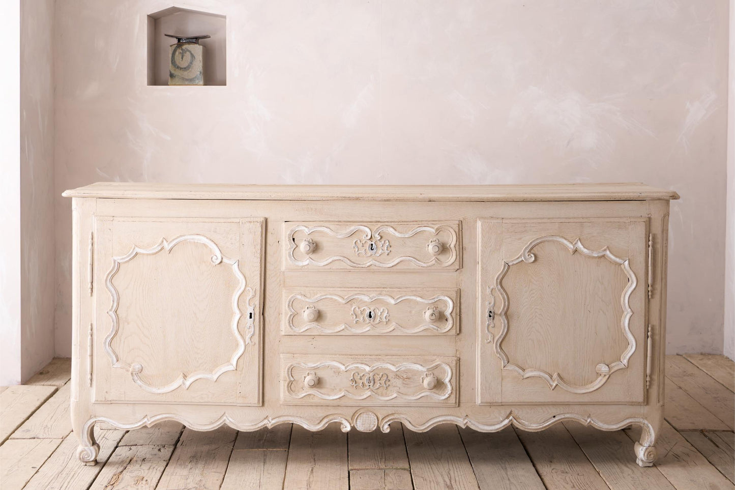 18th century oak sideboard in rustic white paint