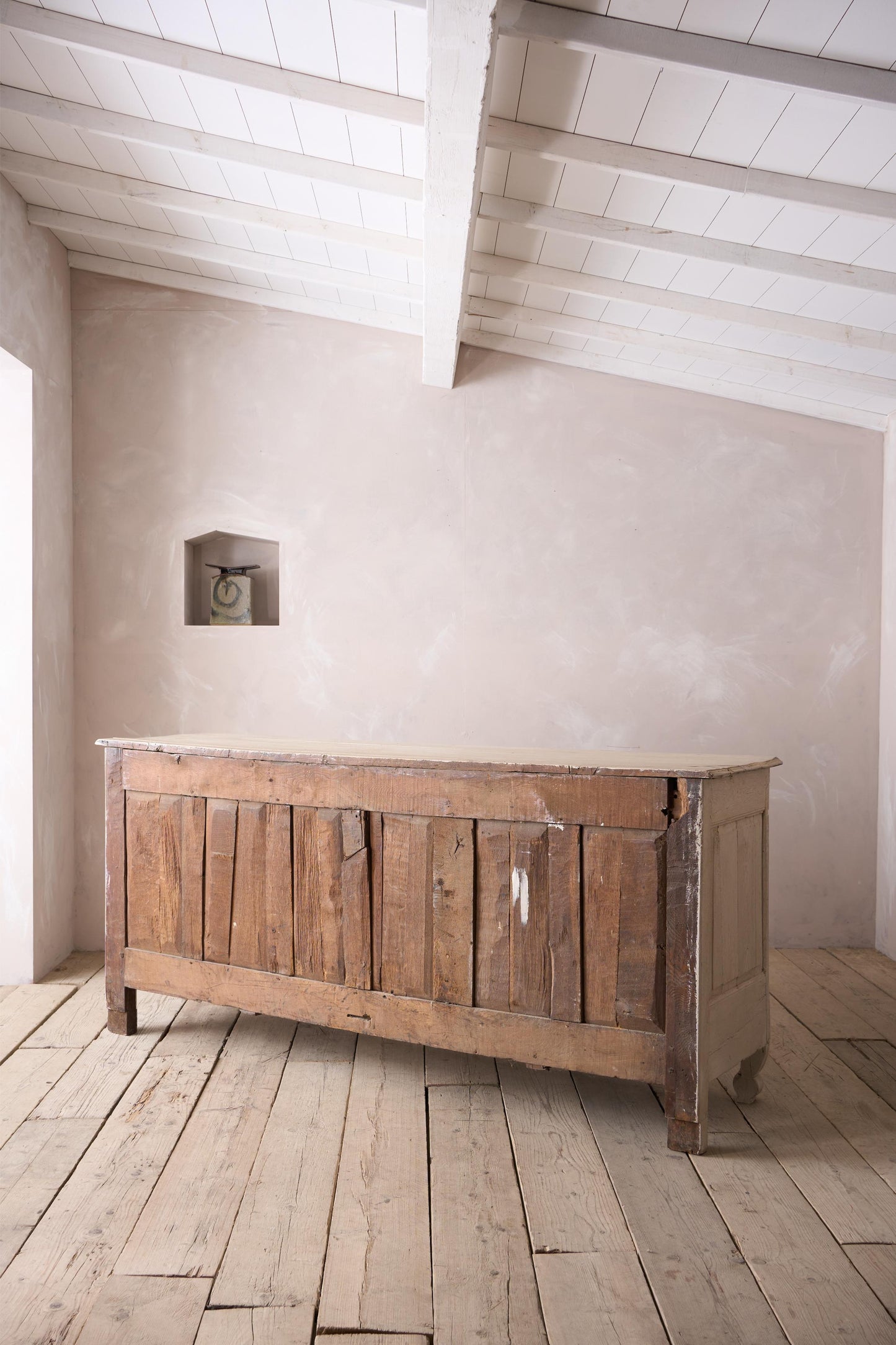 18th century oak sideboard in rustic white paint