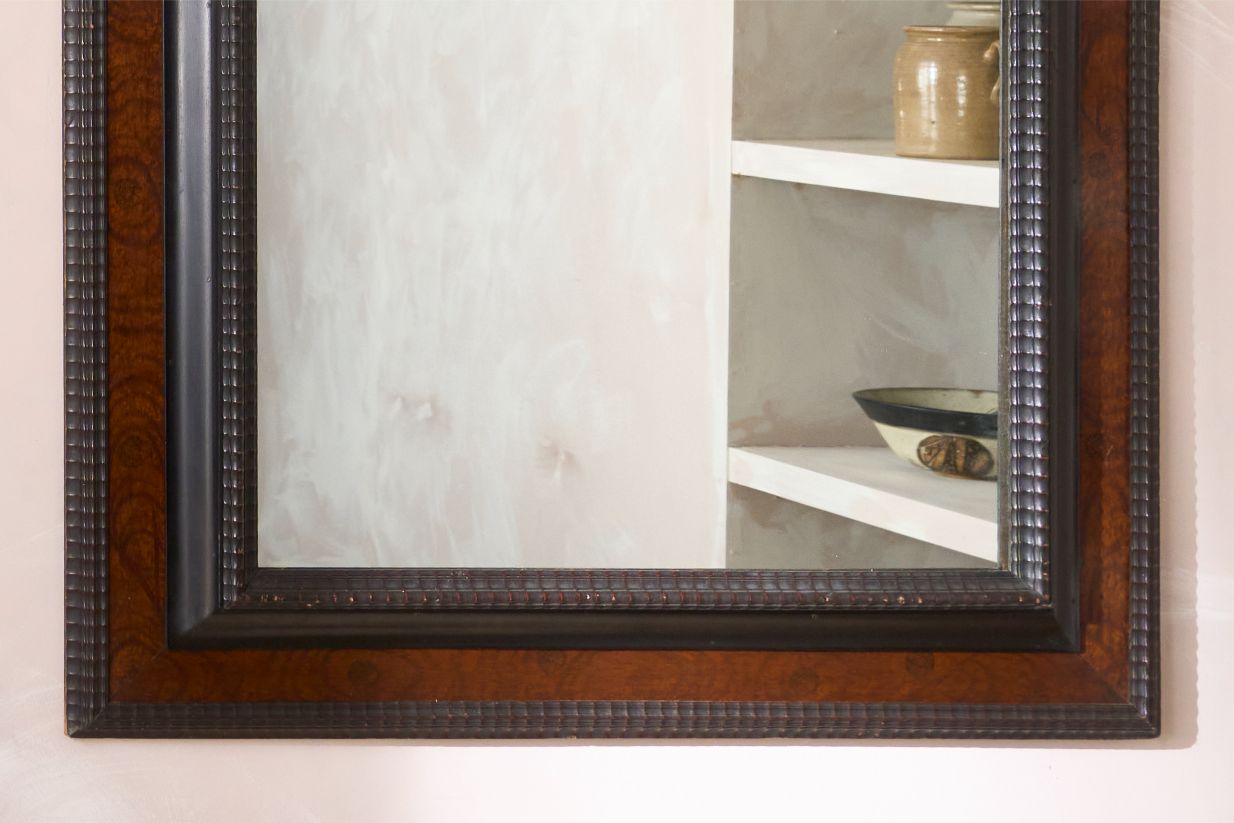 Very large 19th century ebonised and walnut Italian mirror