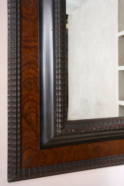 Very large 19th century ebonised and walnut Italian mirror