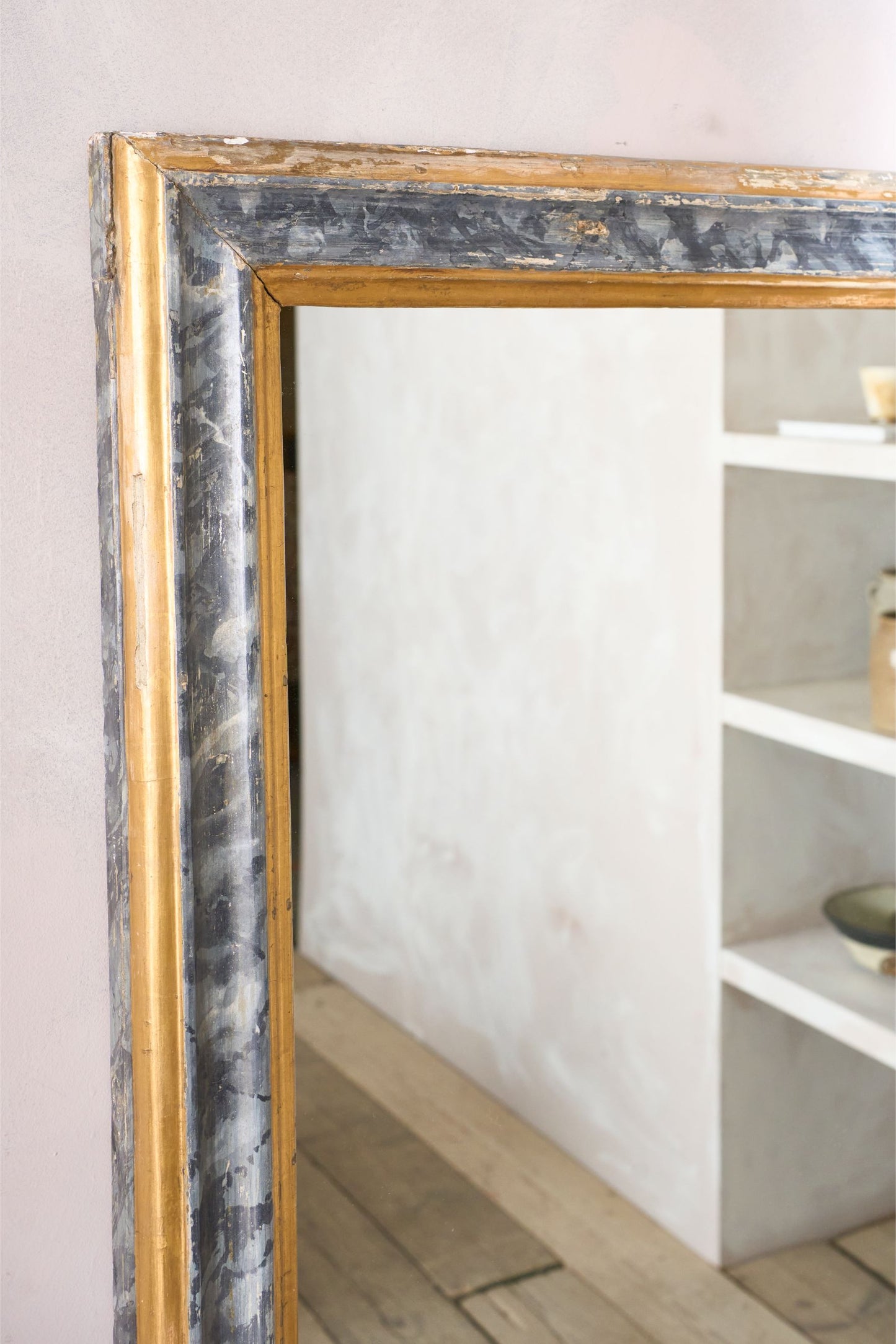 Very large 19th century Italian faux marble painted mirror