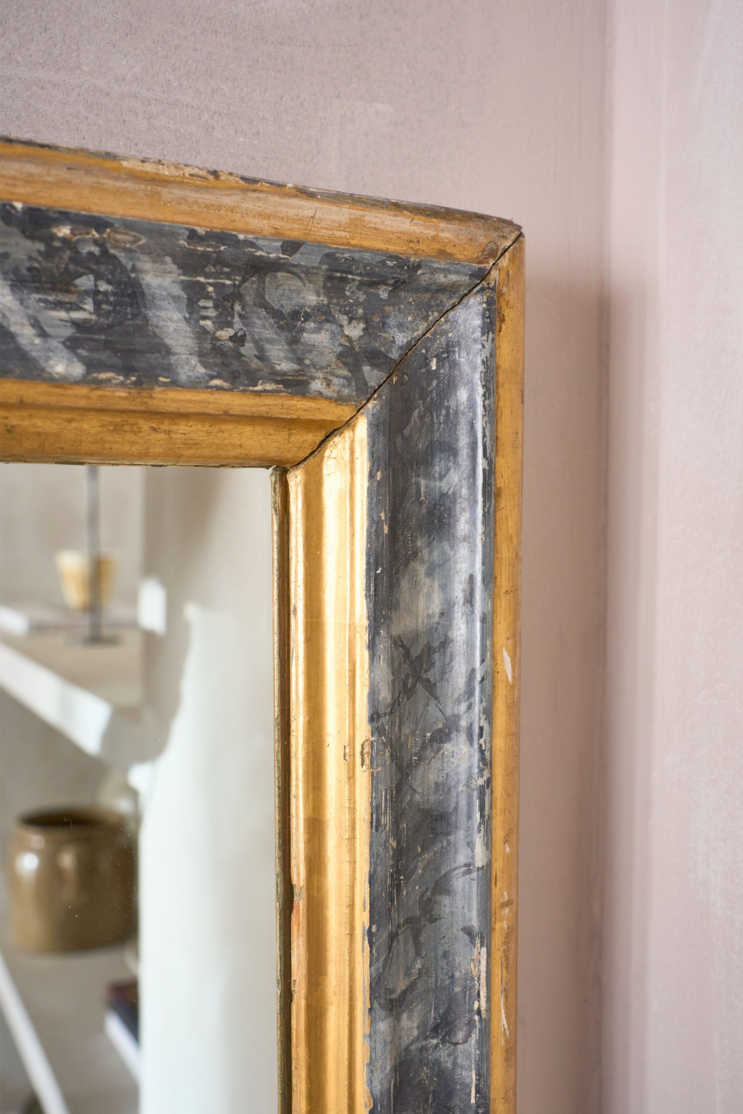 Very large 19th century Italian faux marble painted mirror