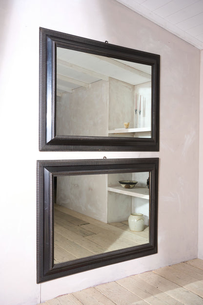 Very large pair of 19th century Ebonised Italian wall mirrors