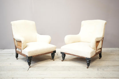 Pair of Bridgewater style Victorian armchairs