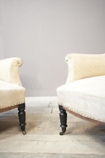 Pair of Napoleon III spoon back armchairs