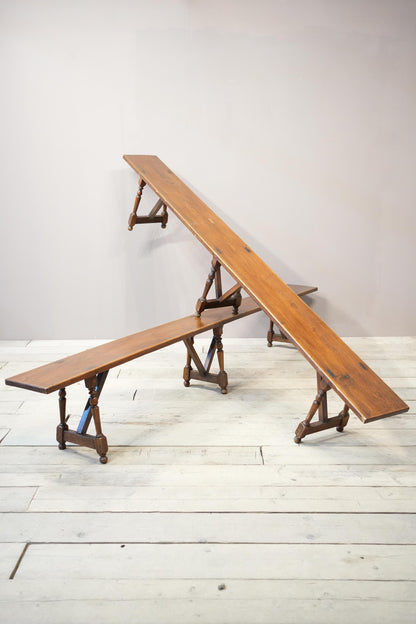 Pair of early 20th century 3m long Oak benches