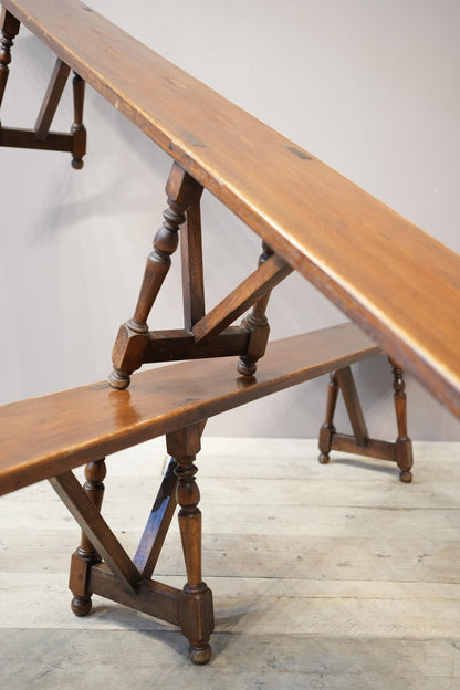 Pair of early 20th century 3m long Oak benches