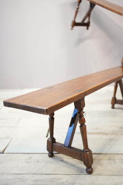 Pair of early 20th century 3m long Oak benches