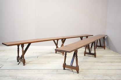 Pair of early 20th century 3m long Oak benches