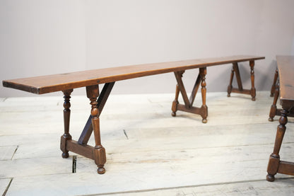 Pair of early 20th century 3m long Oak benches