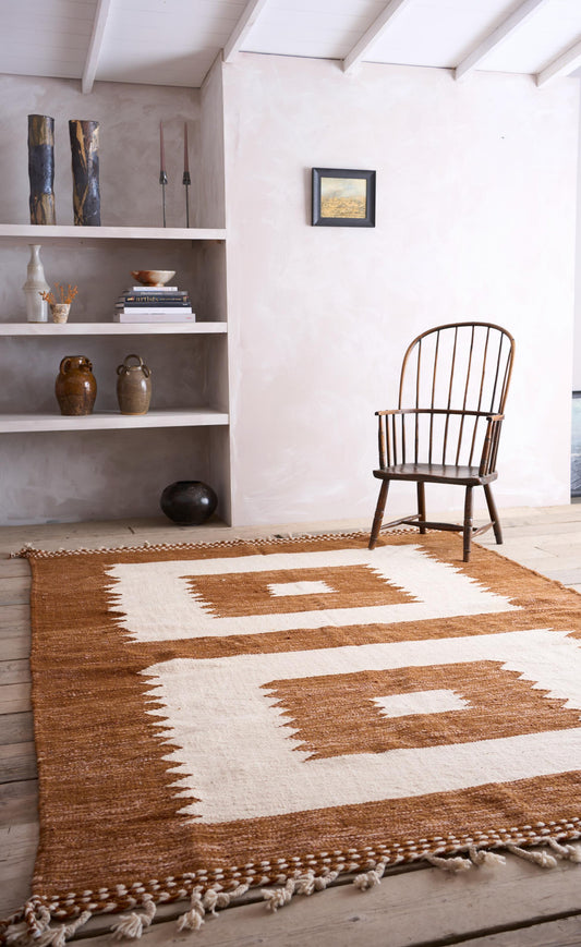 Genuine Hand woven Moroccan rug- Rusty square's