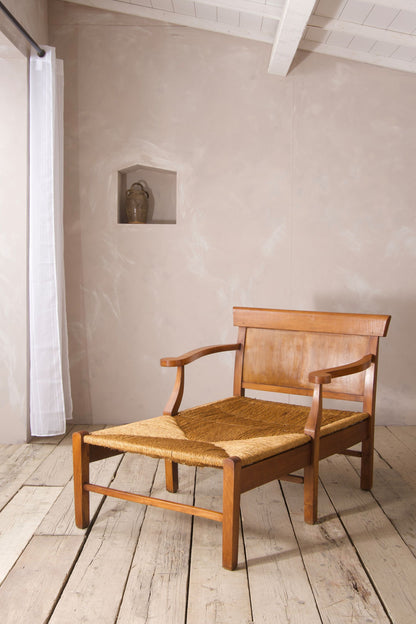 Very large 20th century French lounge chair and footstool