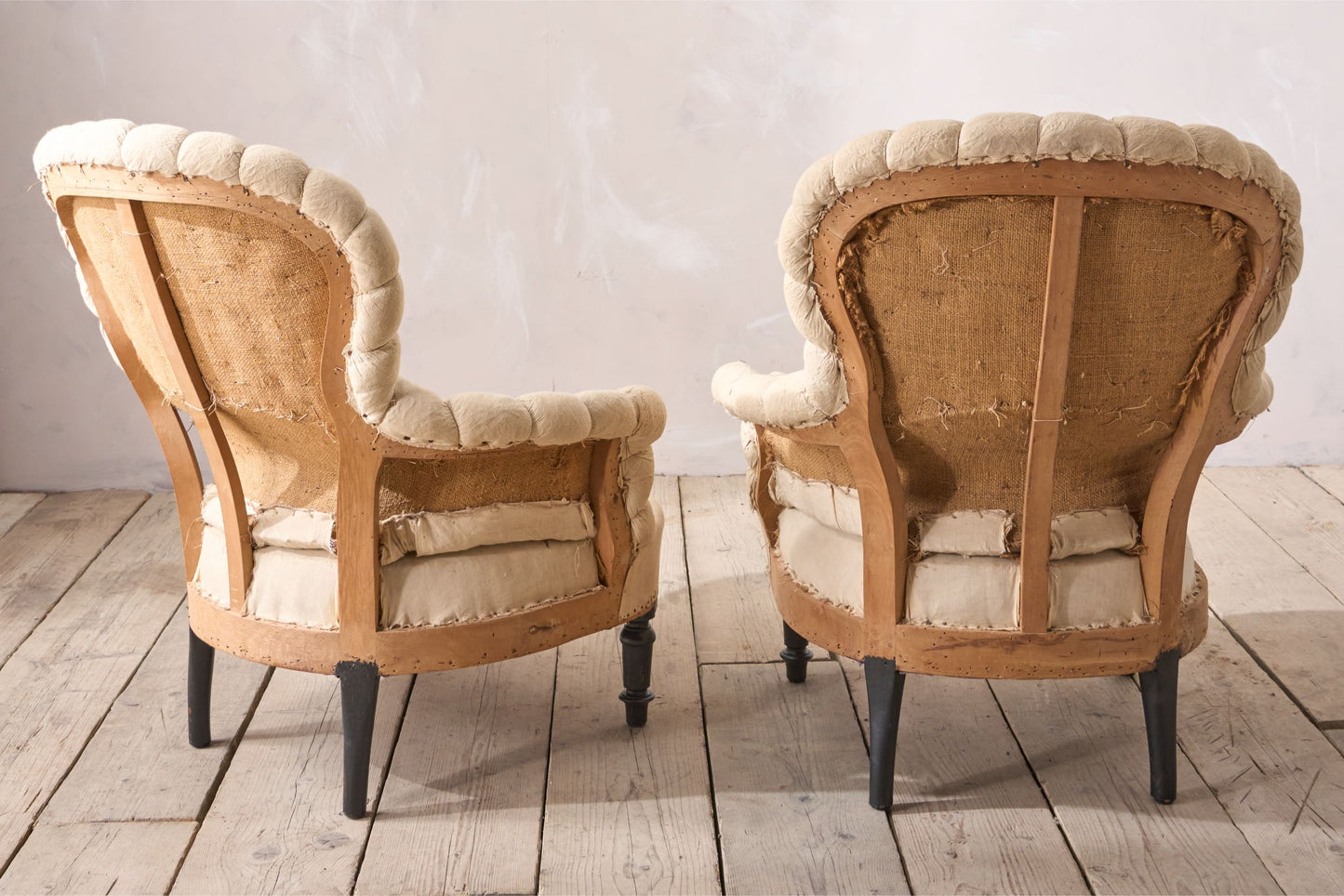 Pair of Napoleon III Crimped pie crust armchairs