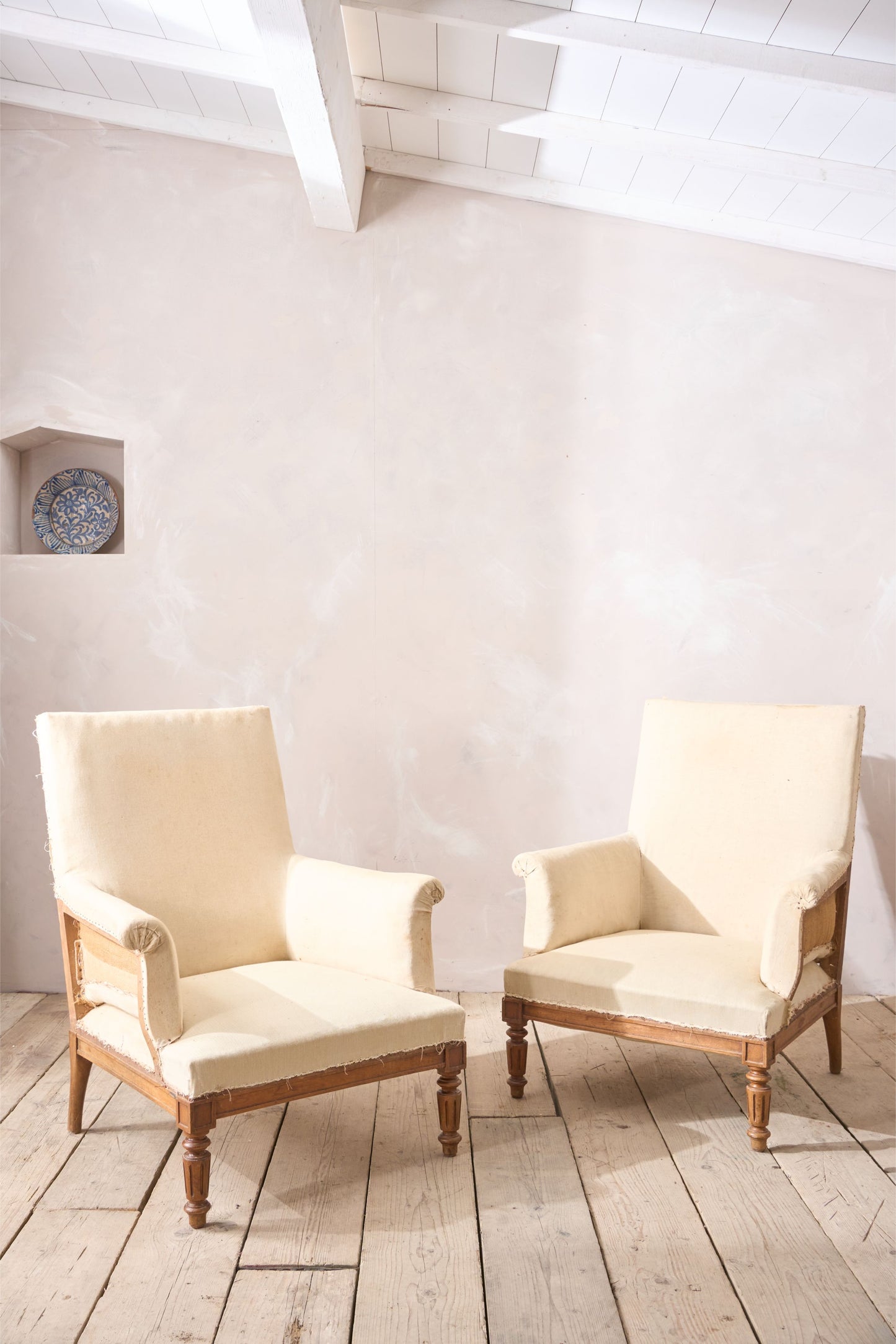 Pair of Large 19th century square back armchairs