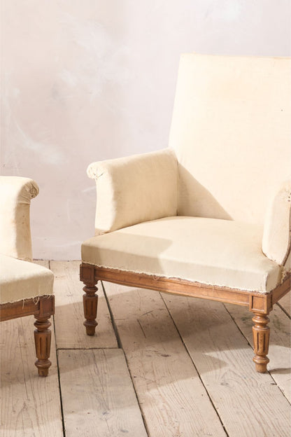 Pair of Large 19th century square back armchairs