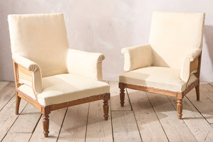 Pair of Large 19th century square back armchairs