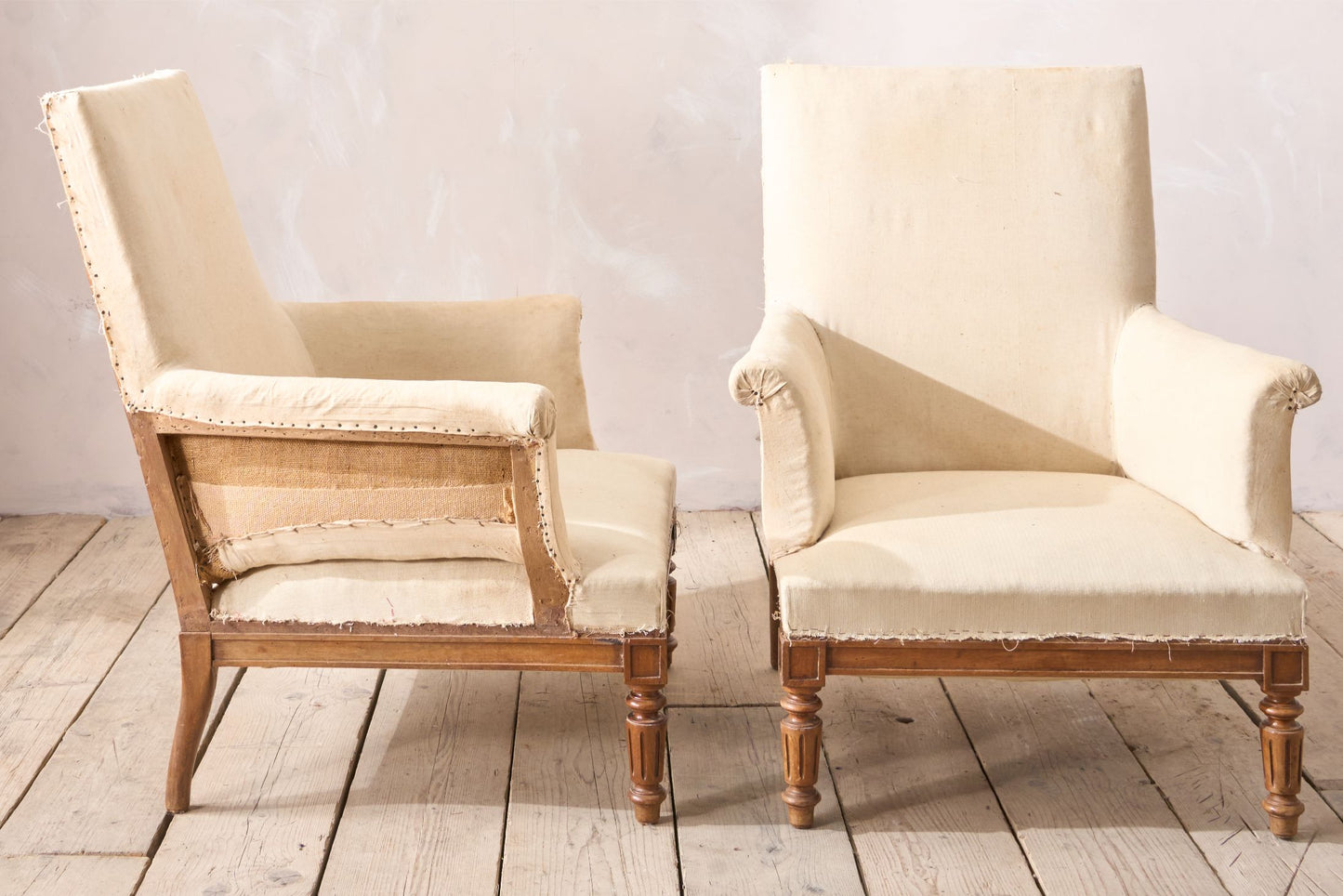 Pair of Large 19th century square back armchairs