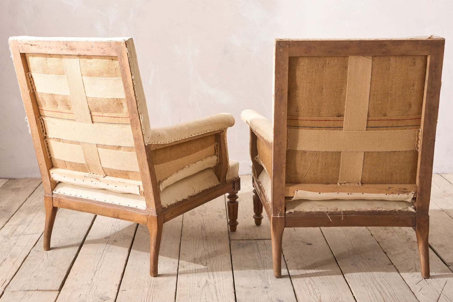 Pair of Large 19th century square back armchairs