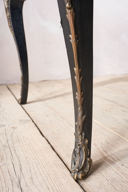 19th Century Ebonised French empire desk with leather top