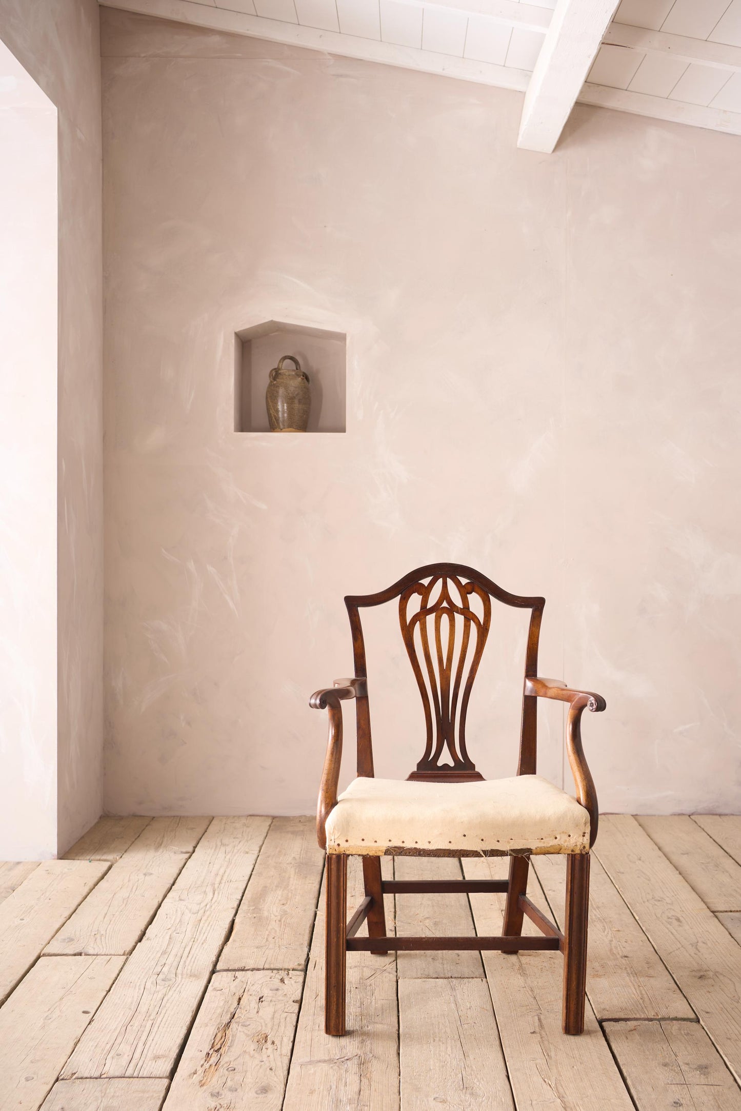 Georgian period mahogany open armchair with fretwork back