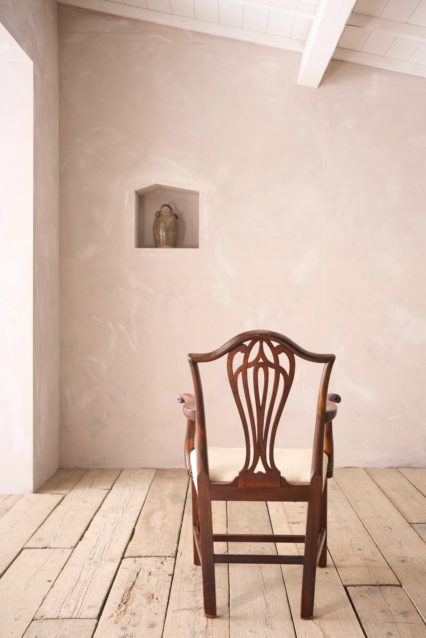 Georgian period mahogany open armchair with fretwork back