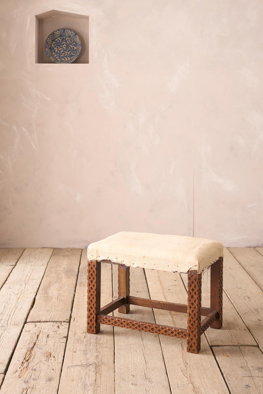 19th century carved oak footstool