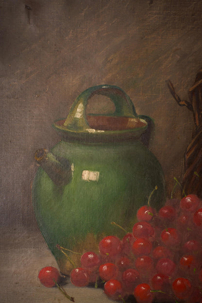 19th century Oil on cavas painting of a confit pot