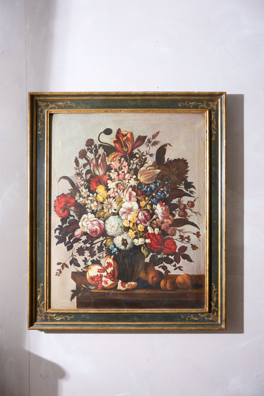 Large 18th Century Italian painting of Flowers