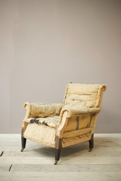 Antique Edwardian scroll back armchair