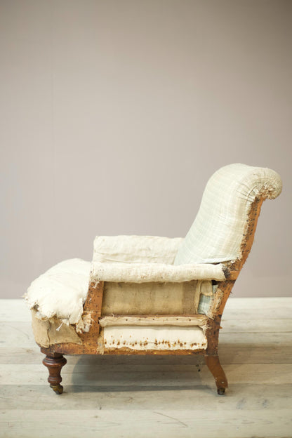 Victorian English scroll back armchair