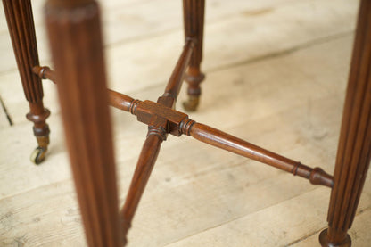 Georgian lift top mahogany work table with reeded legs