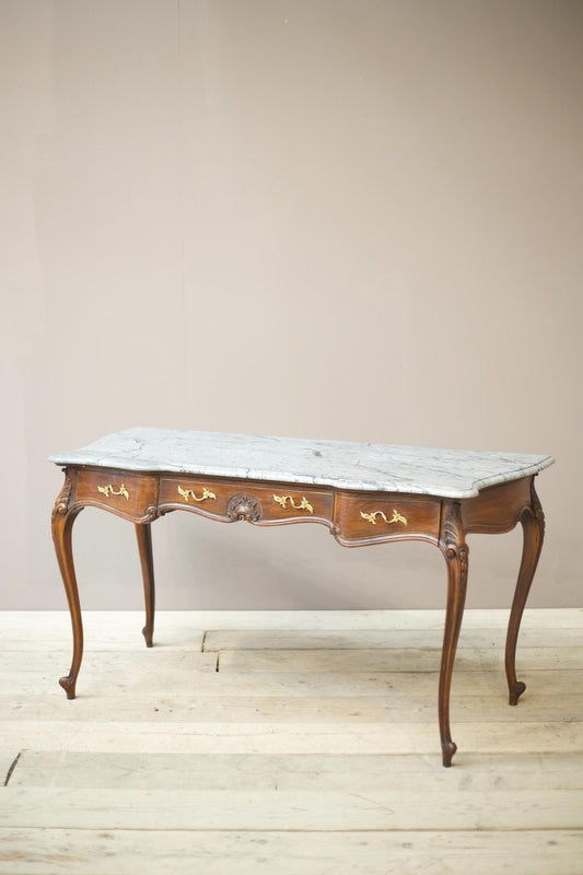 Early 20th century Faux rosewood and grey marble console table