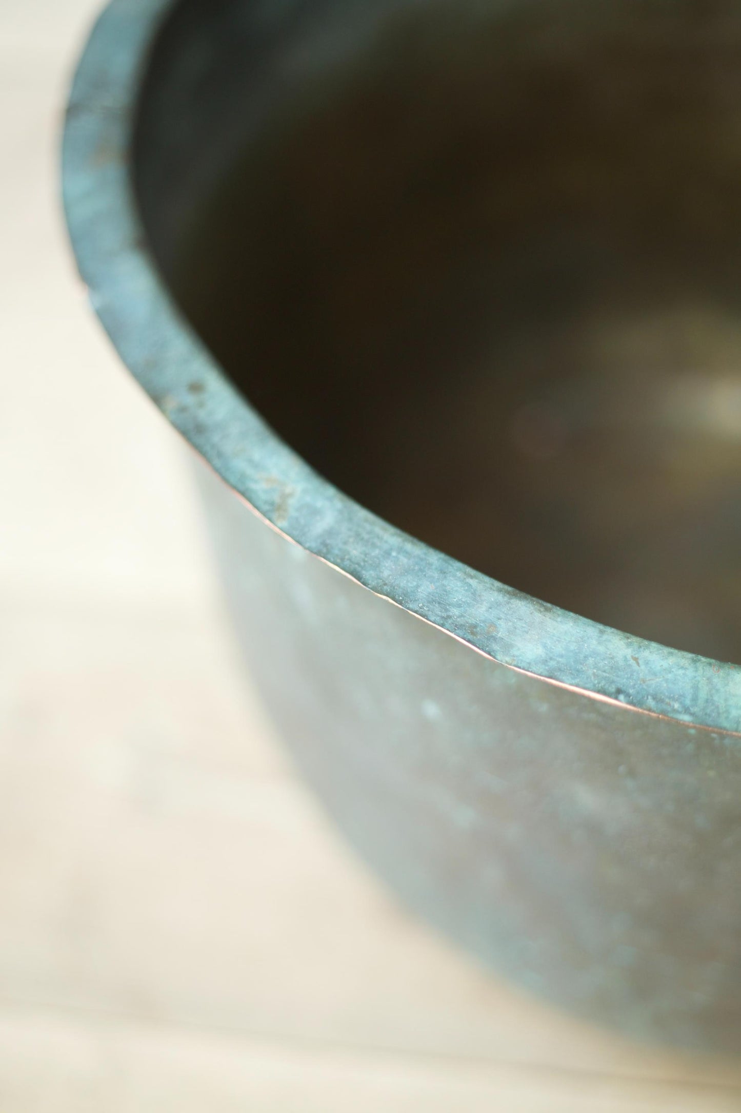 19th century Verdigris copper vat