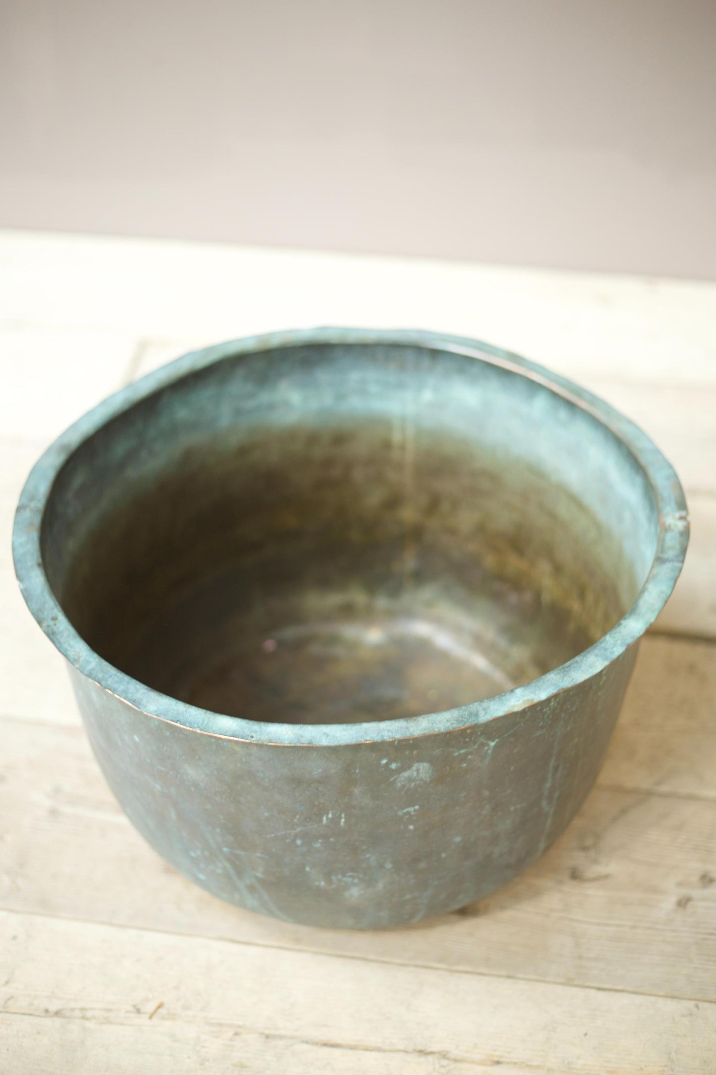 19th century Verdigris copper vat