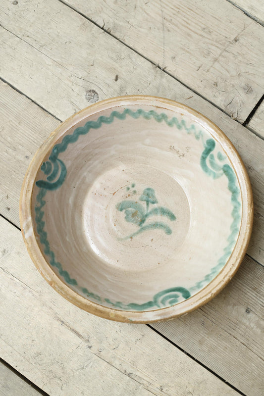 20th century Spanish 'Lebrillo' green glazed bowl