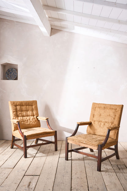 Pair of Early 20th Century Gainsborough style open armchairs