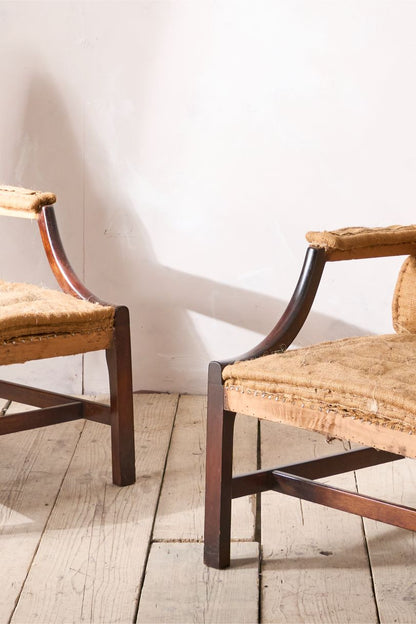 Pair of Early 20th Century Gainsborough style open armchairs