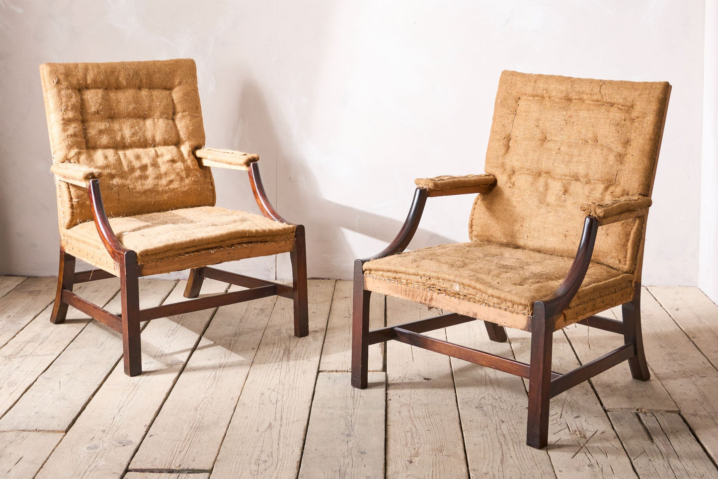 Pair of Early 20th Century Gainsborough style open armchairs