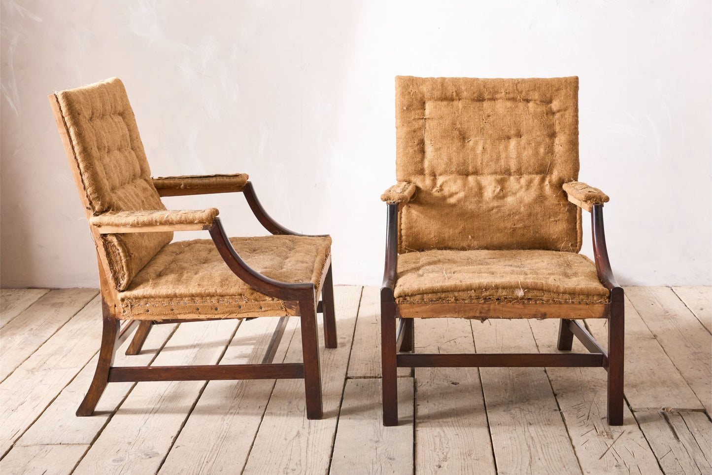 Pair of Early 20th Century Gainsborough style open armchairs