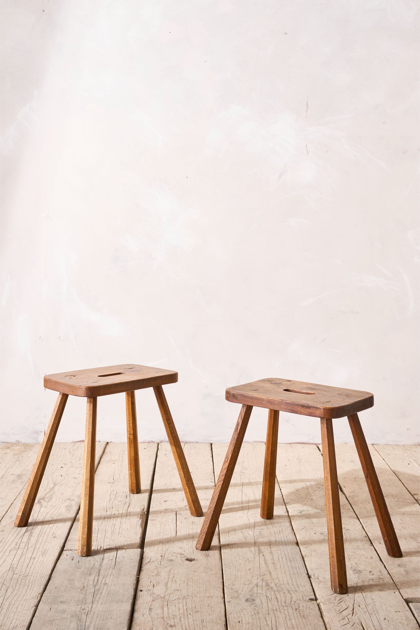 Pair of 19th century French elm country stools