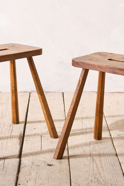 Pair of 19th century French elm country stools