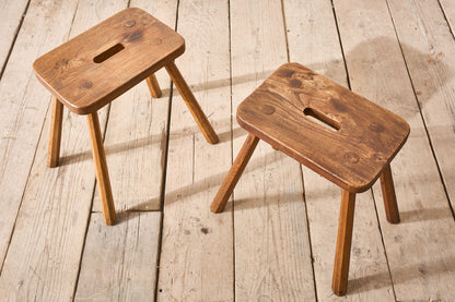 Pair of 19th century French elm country stools