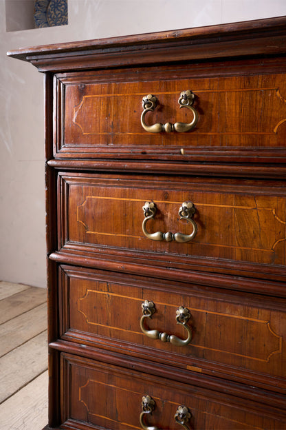 Exceptional very large 18th century Italian walnut chest of drawers