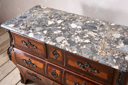 20th century kingwood chest of drawers with marble top