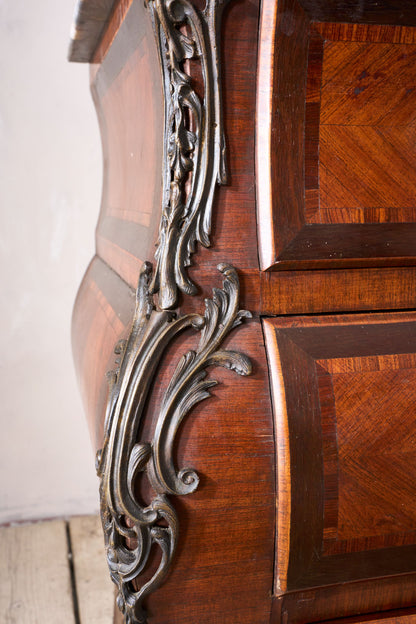 20th century kingwood chest of drawers with marble top