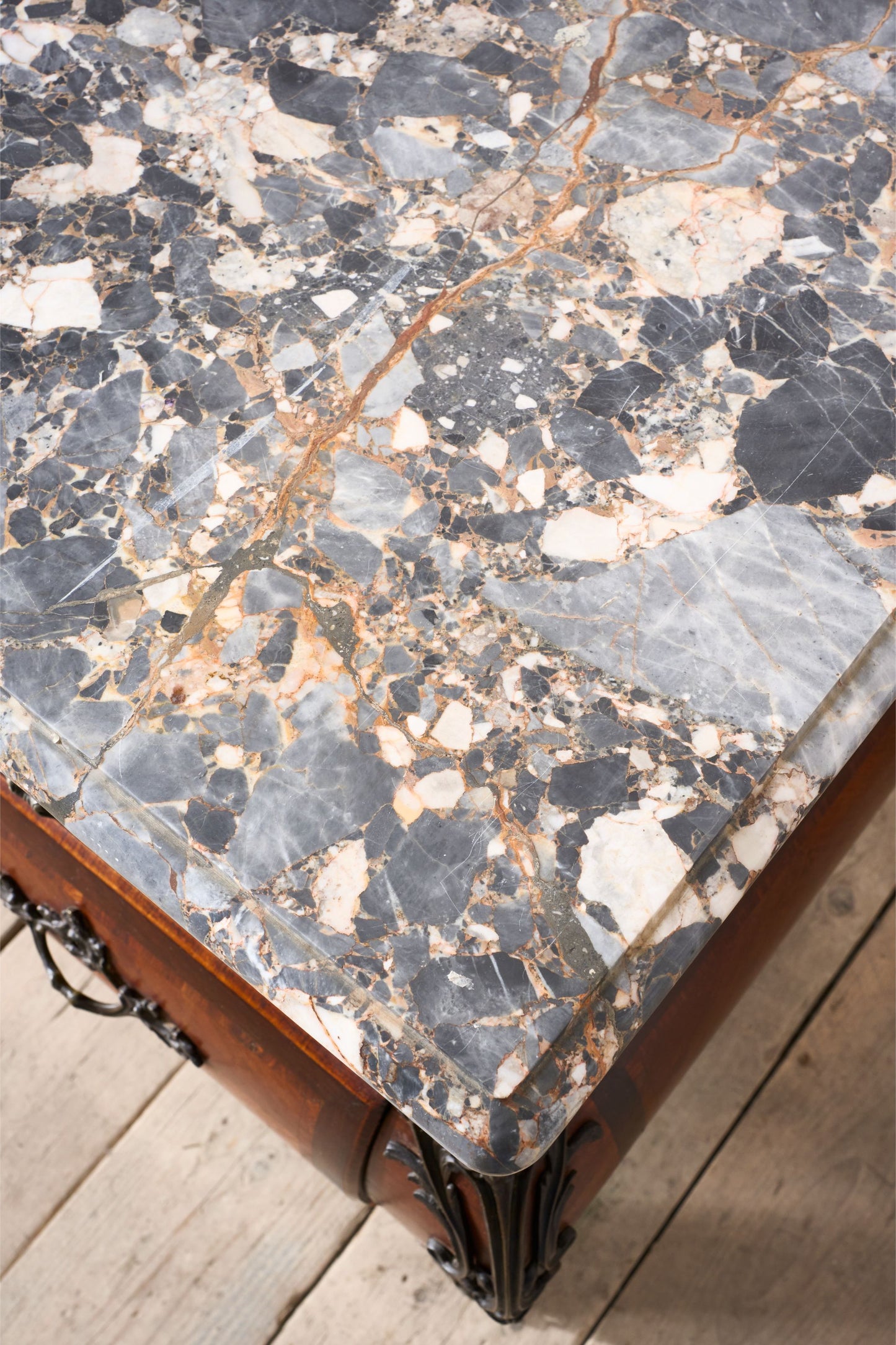 20th century kingwood chest of drawers with marble top