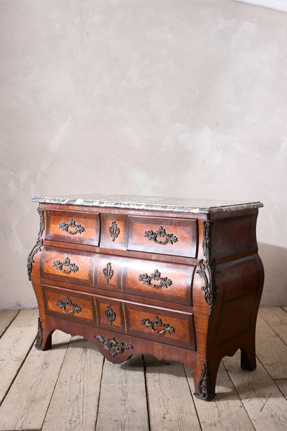 20th century kingwood chest of drawers with marble top