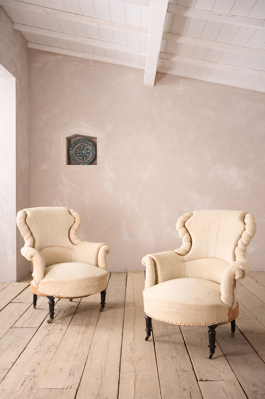 Pair of Napoleon III Pie crust armchairs